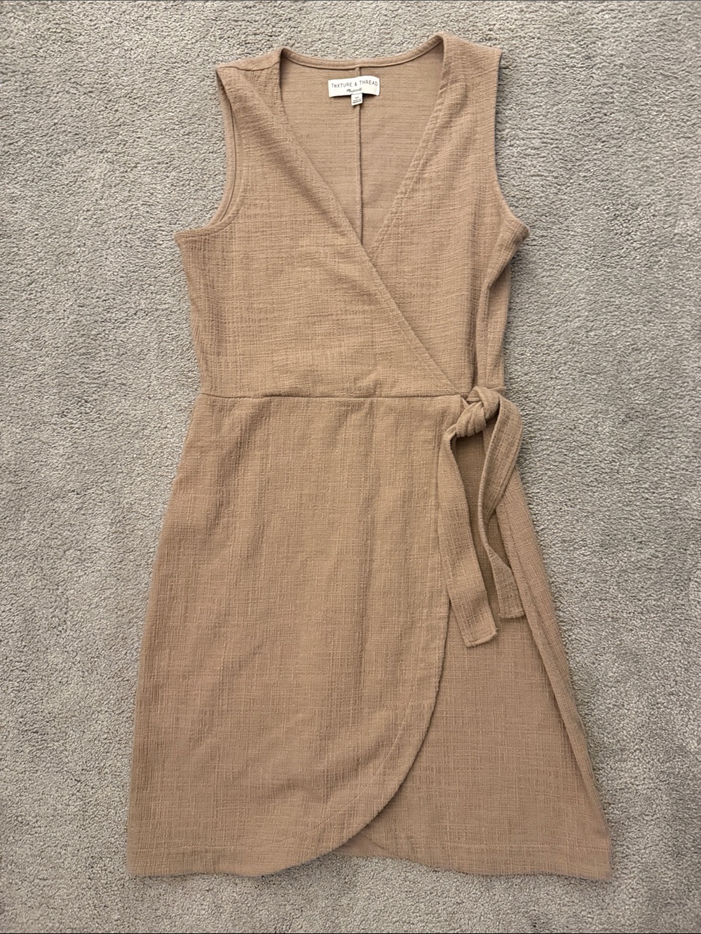 Madewell Camel Wrap-Style Sleeveless Midi Dress